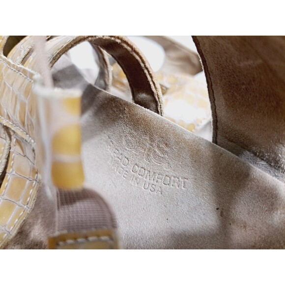 SAS Women's Size 8 Allegro Patent Leather Croc Slingback Low Heel Taupe Sandals - Picture 9 of 10